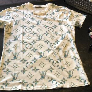 Louis Vuitton White and Blue Patterned Top